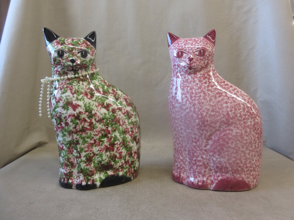 (2) Unmarked ceramic cat figures