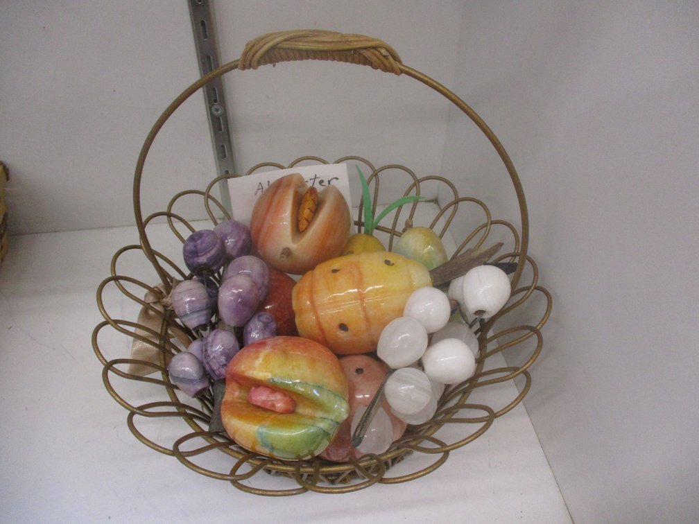 Group of Alabaster fruit in basket