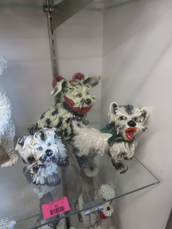 (3) Italian noodle poodle statues-black spotted