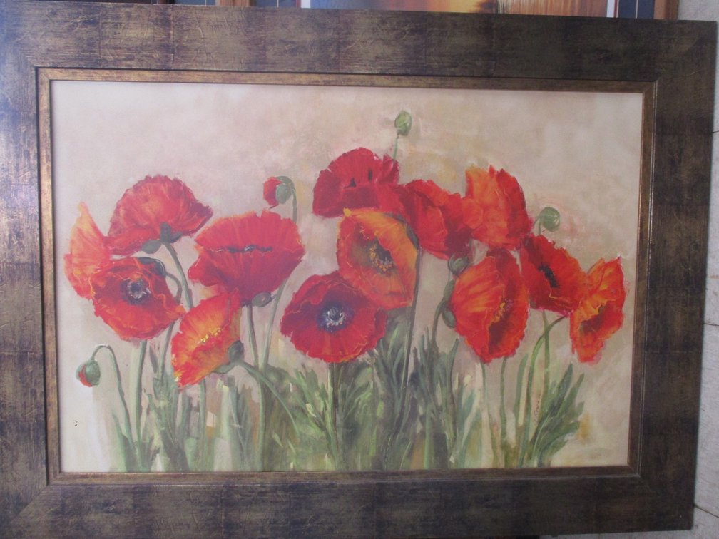Framed painting of Poppies