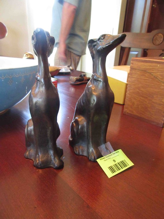 Pair of cast metal greyhound figures