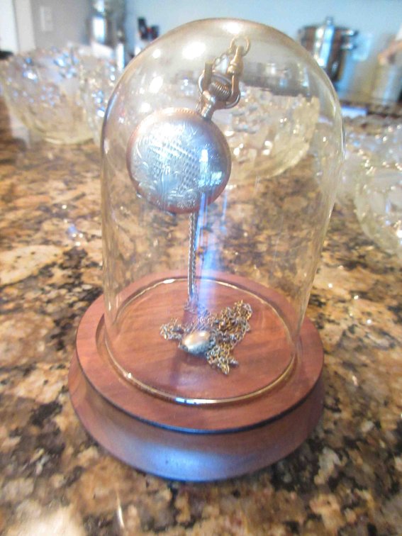 Illinois gold plated pocket watch with chain