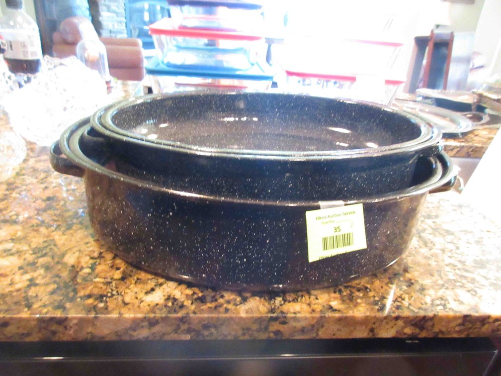 (2) Granite ware roasters