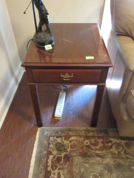 Hickory side table with drawer and coffee table