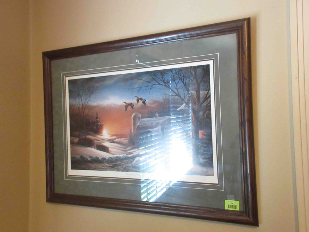 Terry Redlin signed open edition "The Sharing Season II" print in frame