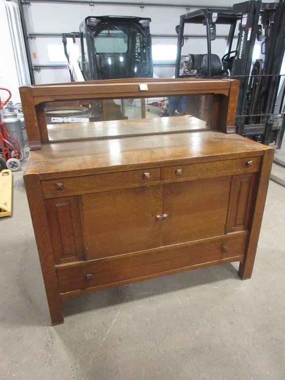 Mission oak buffet cabinet