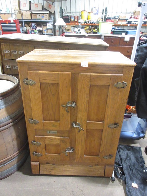 Gibson  Antique oak 3-door ice box