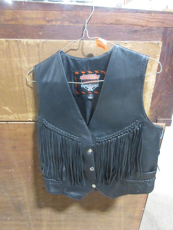 Interstate Leather black leather fringe vest
