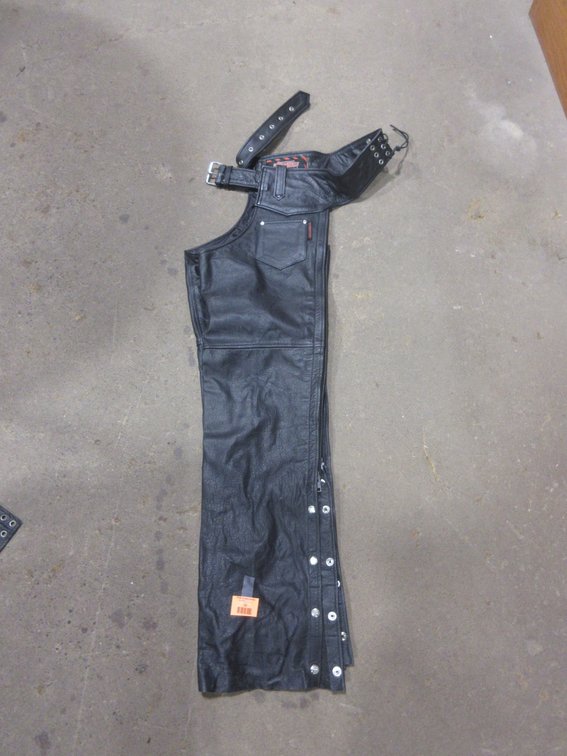 Interstate Leather black leather motorcycle chaps