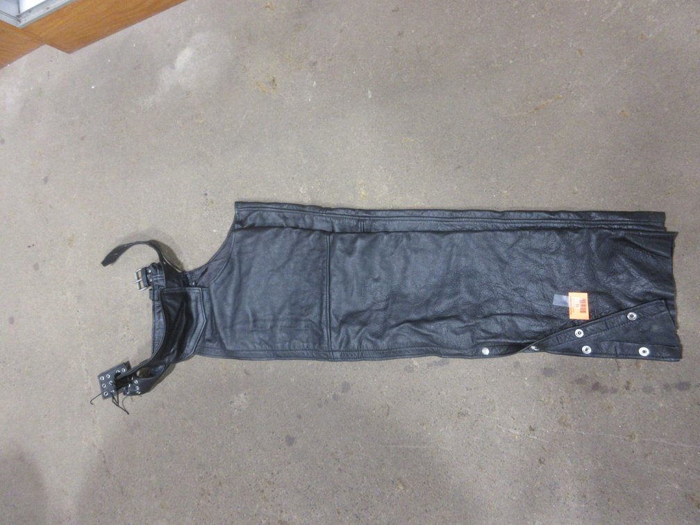 Interstate Leather black leather motorcycle chaps