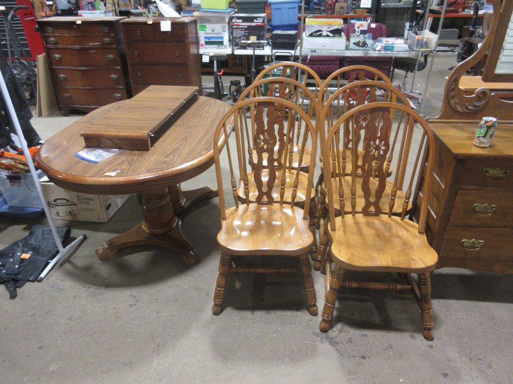 Oak dining table and chair set