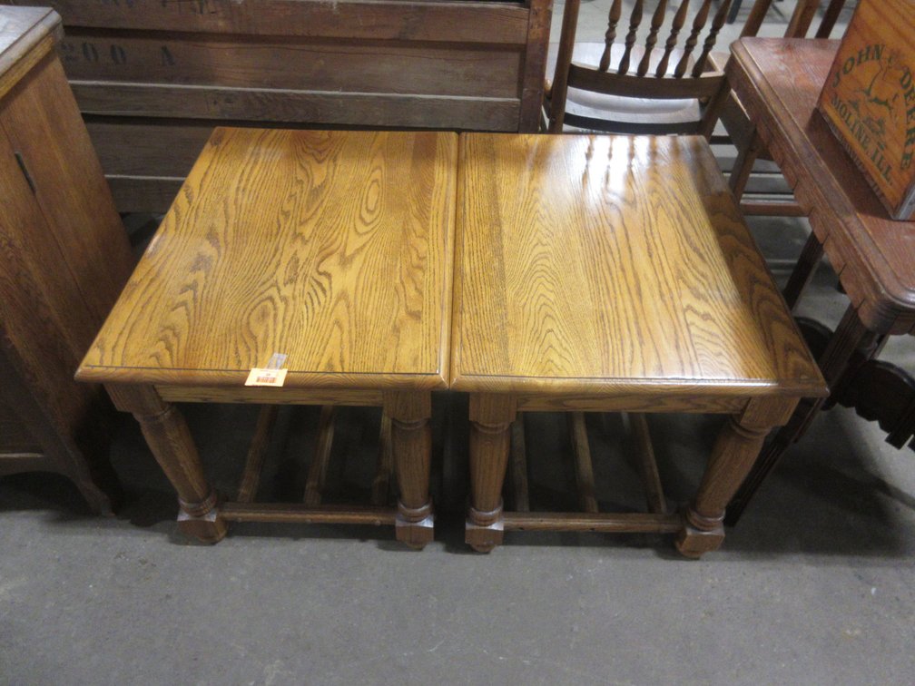 Pair of oak end tables