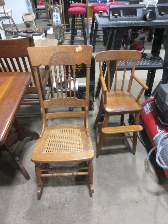 (2) Antique oak chairs