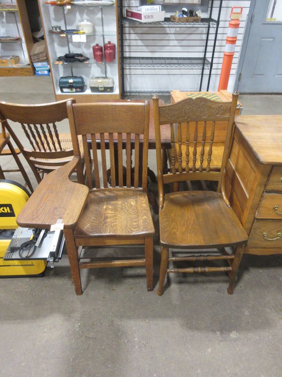 (2) Antique oak chairs