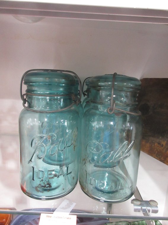 (6) Ball blue glass canning jars