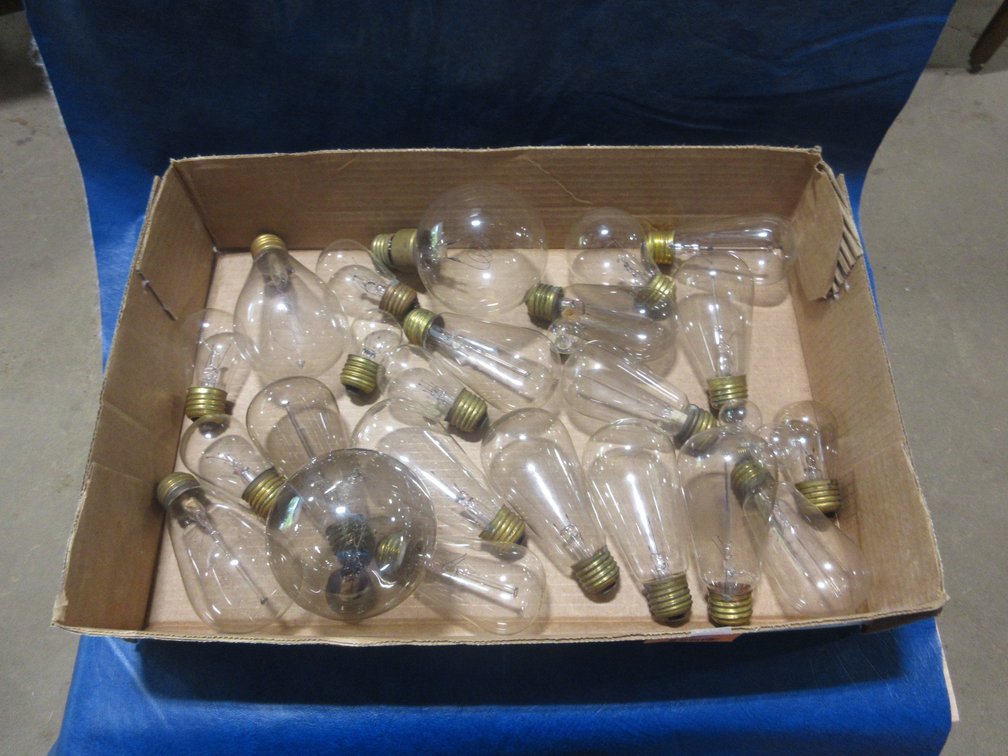 Box of vintage Edison-style light bulbs