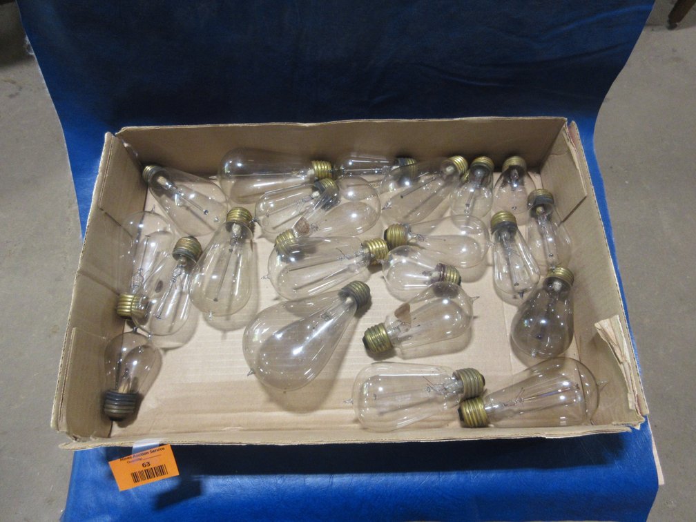 Box of vintage Edison-style light bulbs