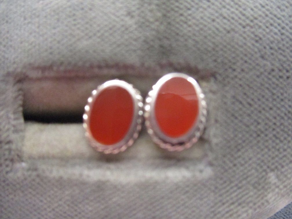 Sterling silver coral stud earrings