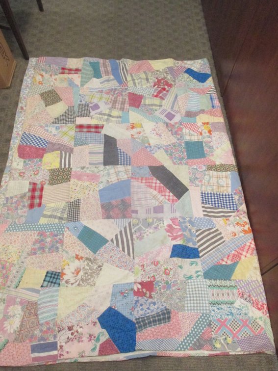 Vintage machine-quilted crazy quilt