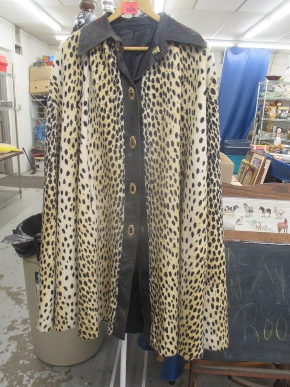 Vintage faux leopard coat with cape