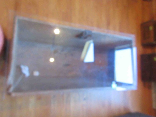 Image for Antique wood chest base with glass top