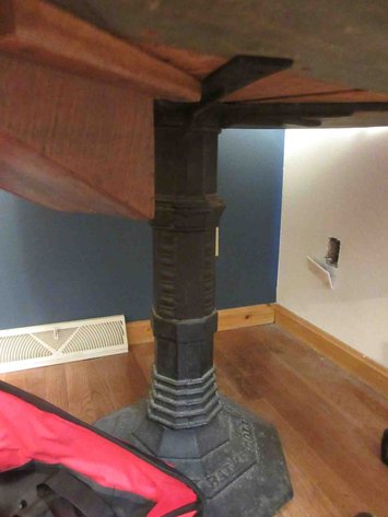 Image for Antique wood gaming table with Brunswick cast iron base