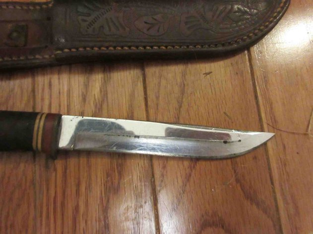 Image for Ka-Bar knife in leather sheath