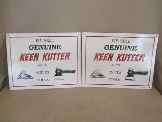 Image for (2) Keen Kutter metal embossed signs