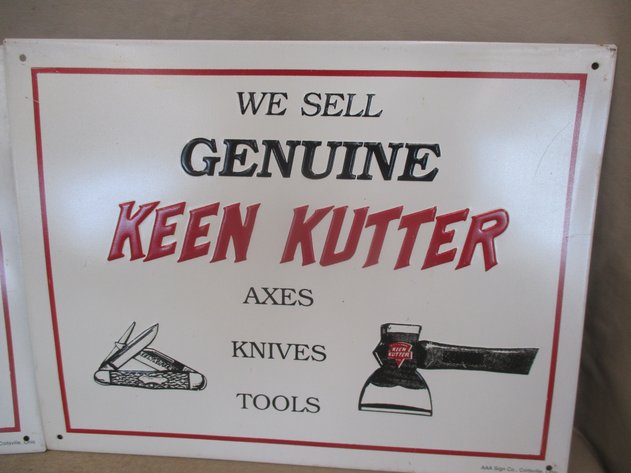 Image for (2) Keen Kutter metal embossed signs