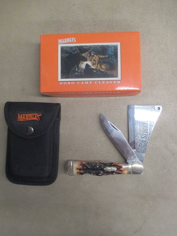 Marbles MR297 folding knife with Hobo Camp Cleaver