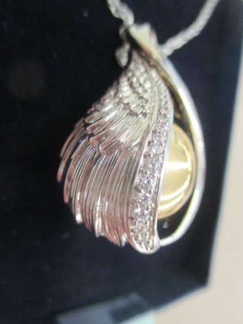 Image for Wing and gold ball pendant necklace