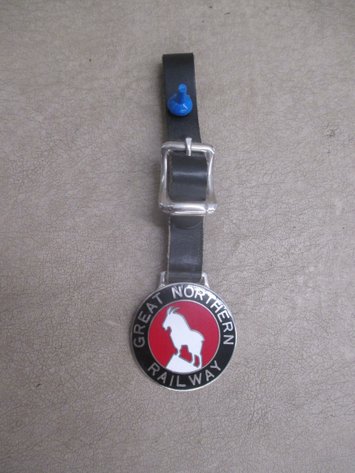 Image for Great Northern Railway enameled watch fob on leather