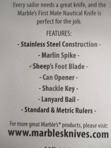 Image for Marbles First Mate Nautical knife