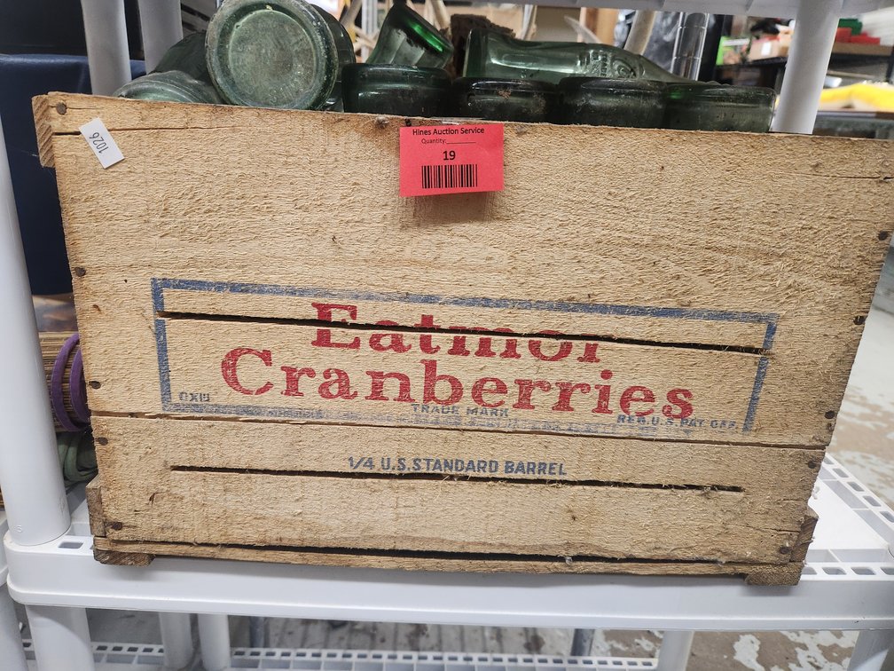 16.5"L wood Cranberries crate with contents
