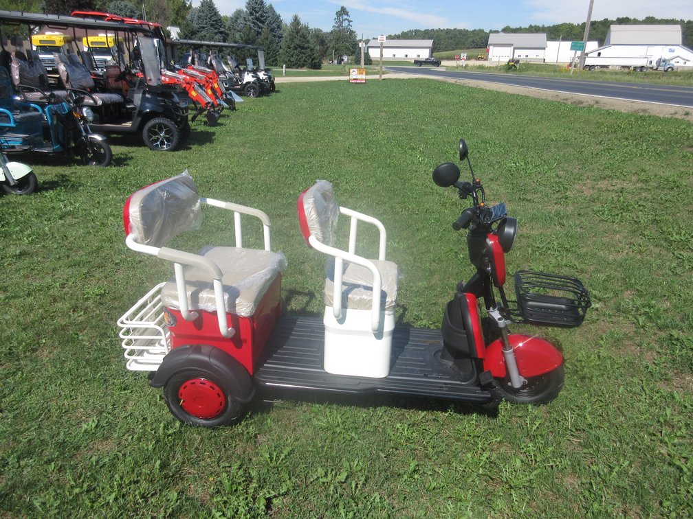 Mini golf cart, Candy Apple red with tan seats