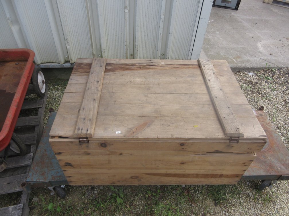Wooden crate with lid and contents