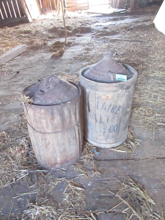 (2) Damaged antique cans