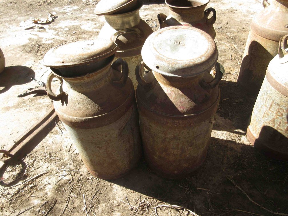 (2) Milk cans with lids