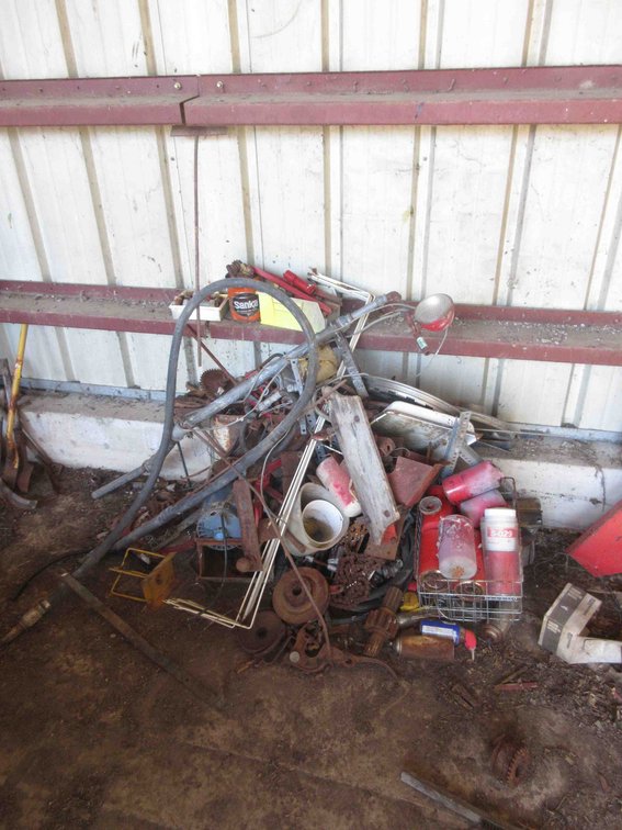 Group of scrap iron in shed