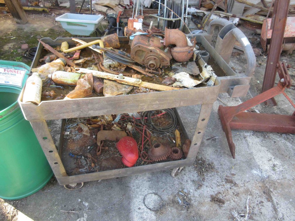Plastic shop cart with contents