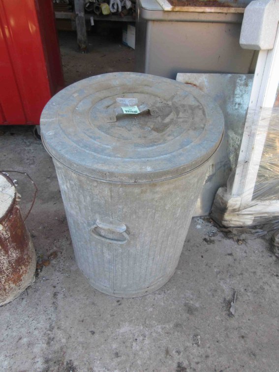 Galvanized garbage can