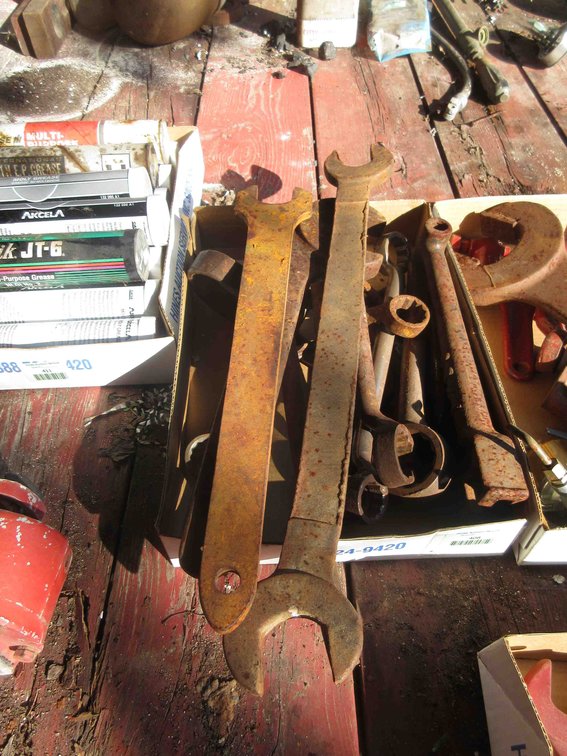 Flat of antique wrenches