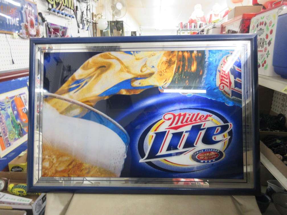 Framed Miller Lite mirror
