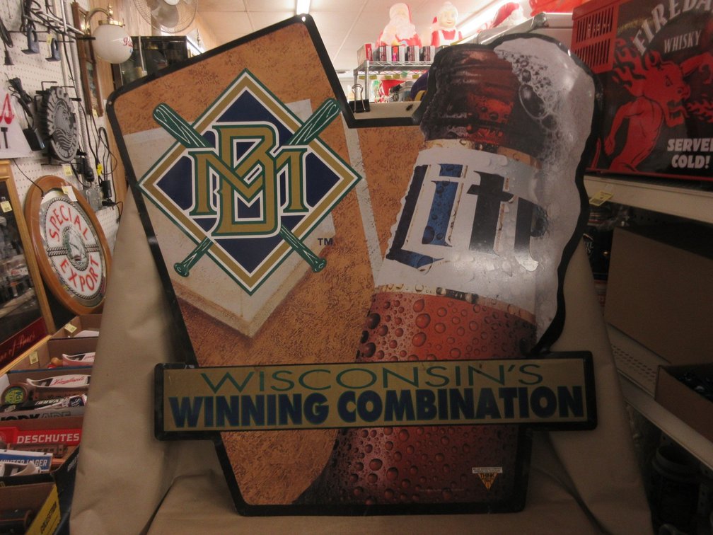 Miller Lite Milwaukee Brewers metal sign