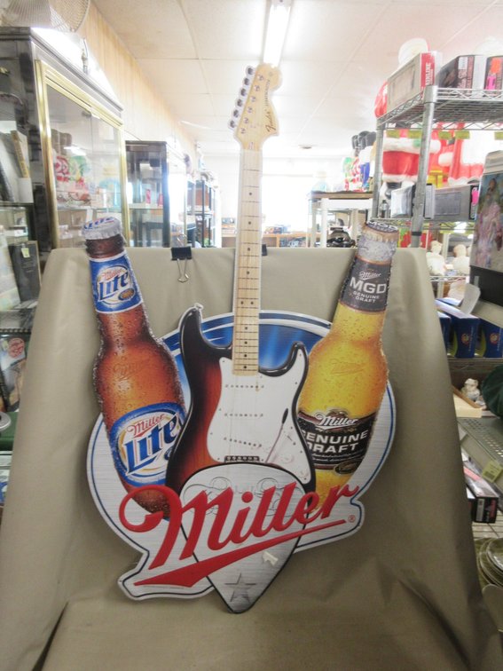 Miller Lite metal guitar sign