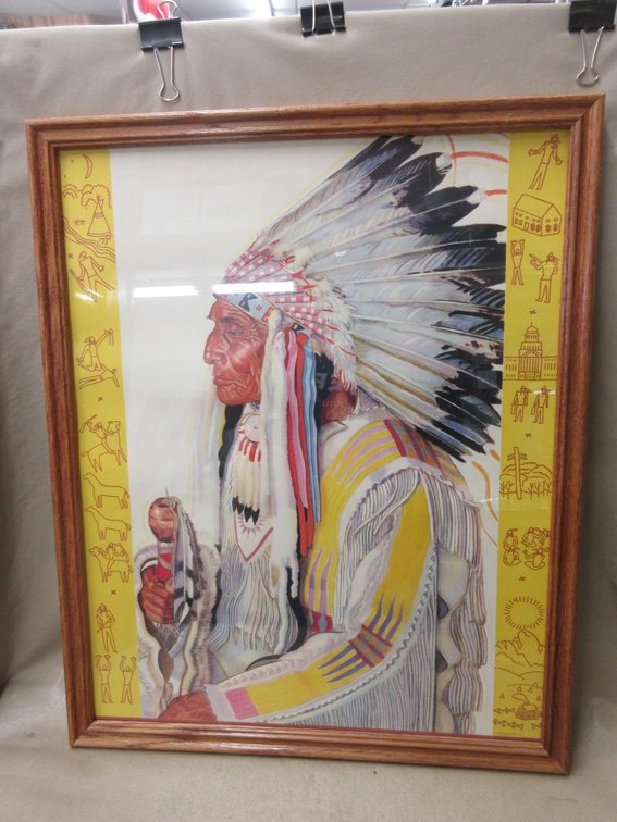 Framed Great Northern Railway Indian Chief print