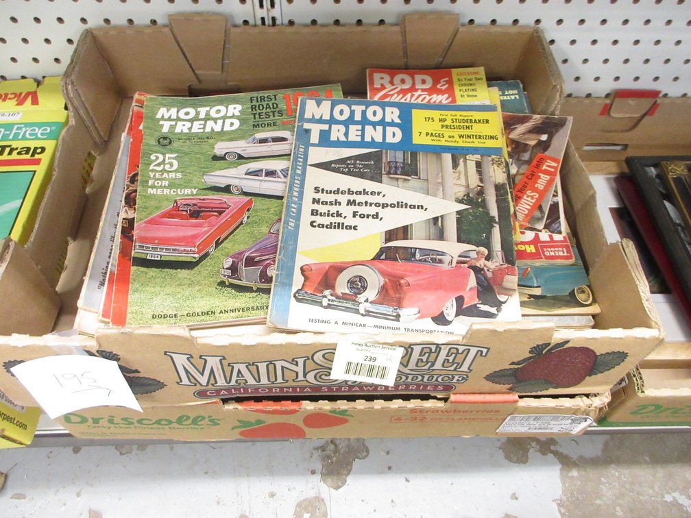 Box of vintage Motor Trend  magazines