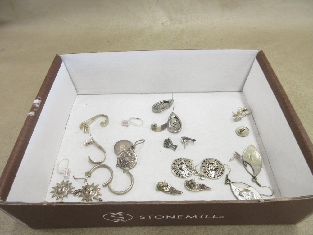 (12) Pair .925 sterling pierced earrings