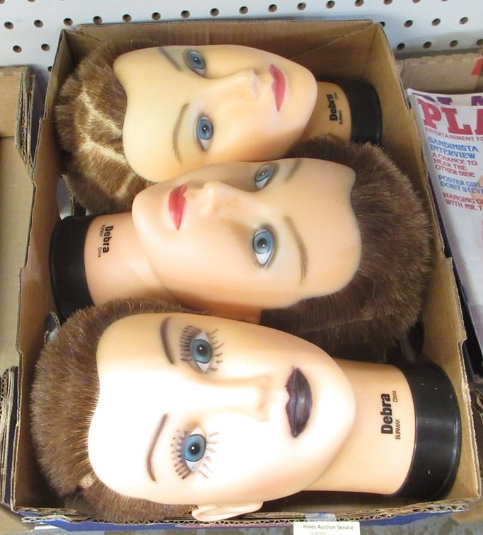 (3) Haircutting mannequin heads