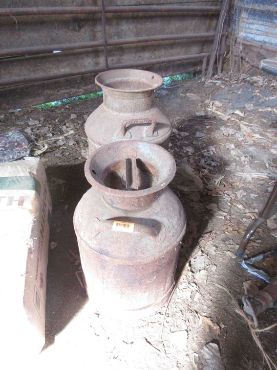 (2) Milk cans with (1) cover